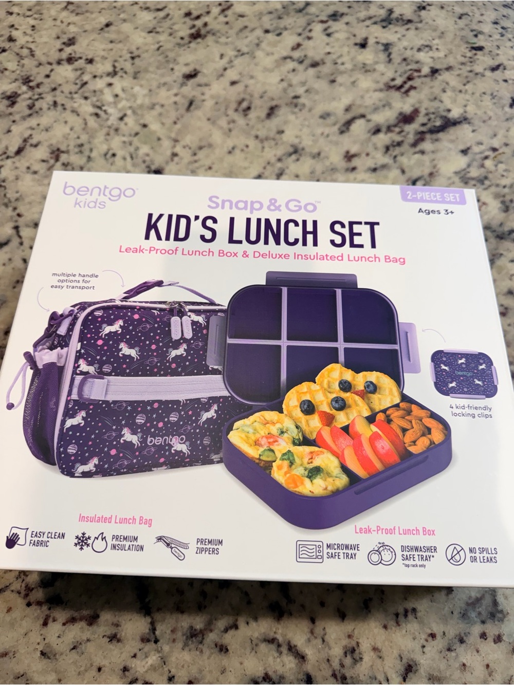 bentgo Kids Snap & Go Kid's Lunch Set - Purple Unicorn